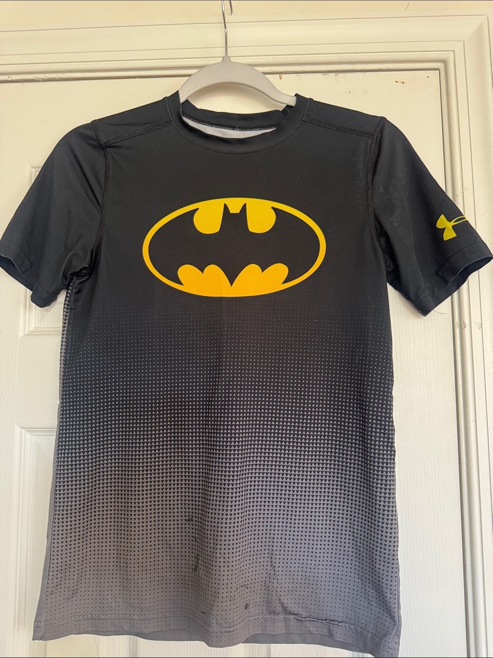 Under Armour Black and Yellow Batman Logo Short Sleeve Tee